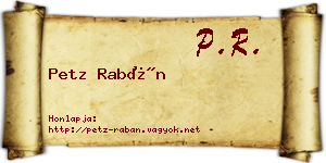 Petz Rabán névjegykártya